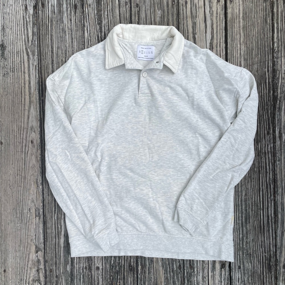 Urban Outfitters Cream and Gray Polo Shirt